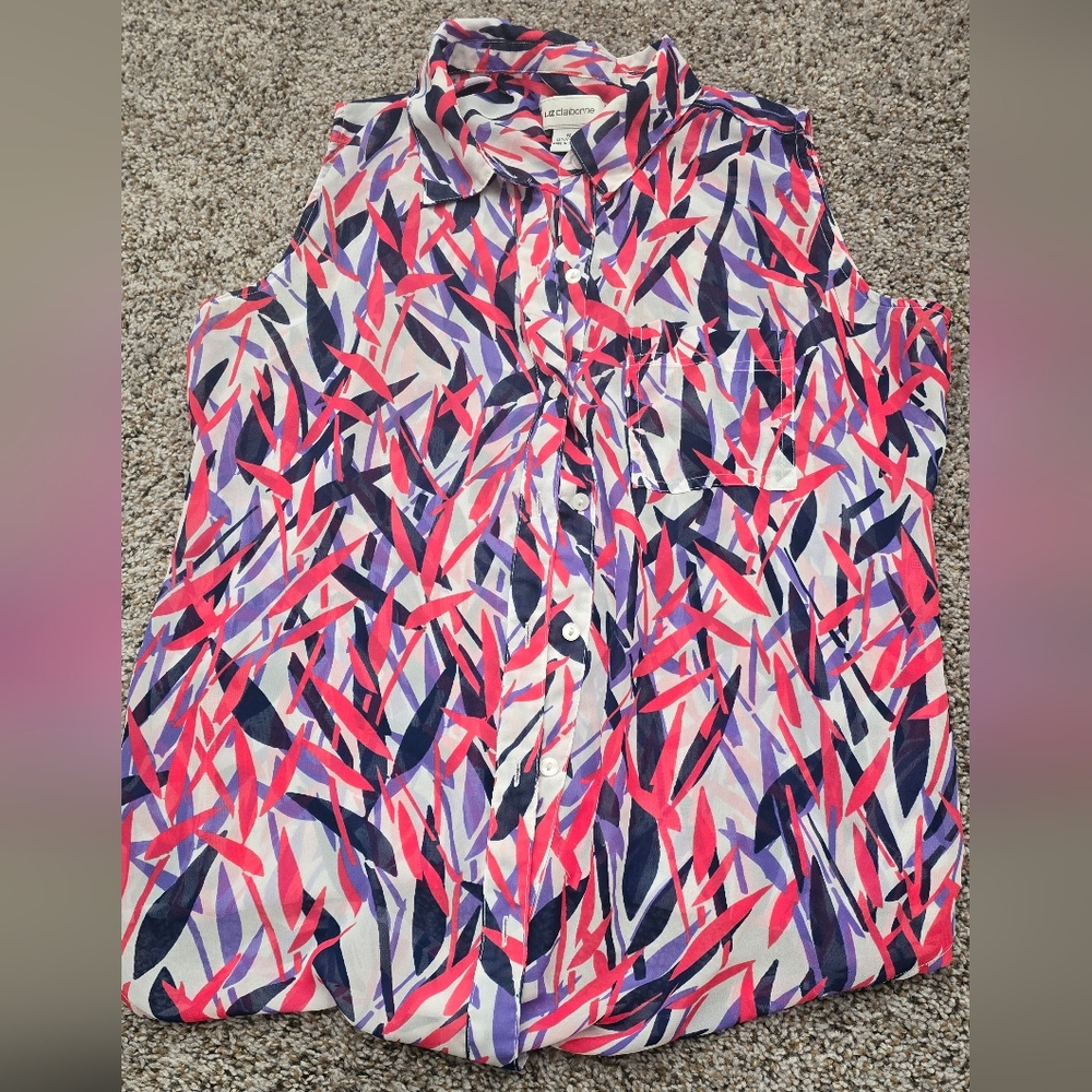 Liz Claiborne Multicolor Abstract Blouse